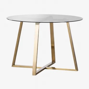 Ronde Tafel In Glas En Staal (110 Cm) Salyms Grijs – Smoky - Sklum