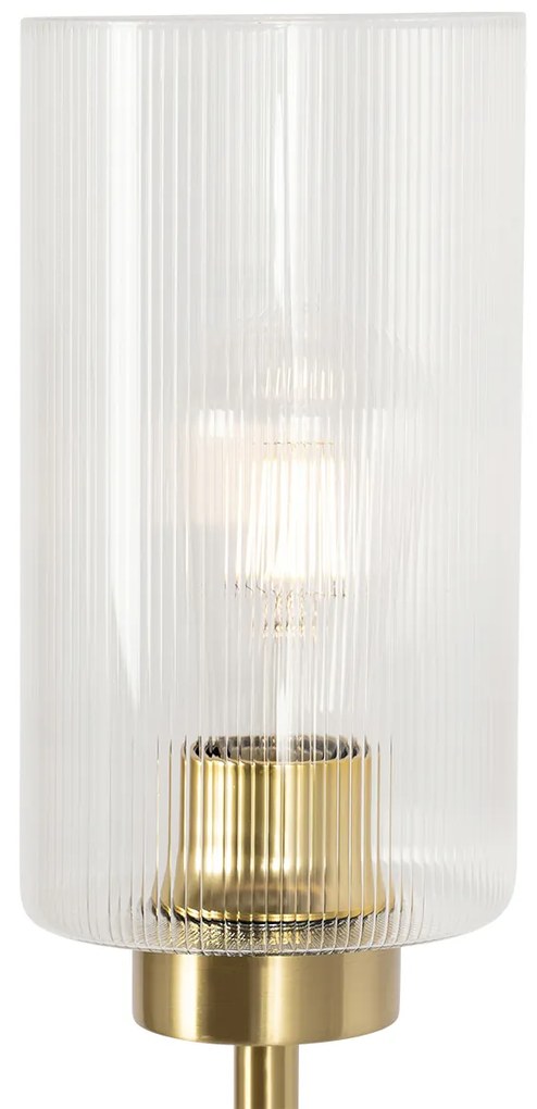 Art Deco vloerlamp goud met glas 2-lichts - Laura