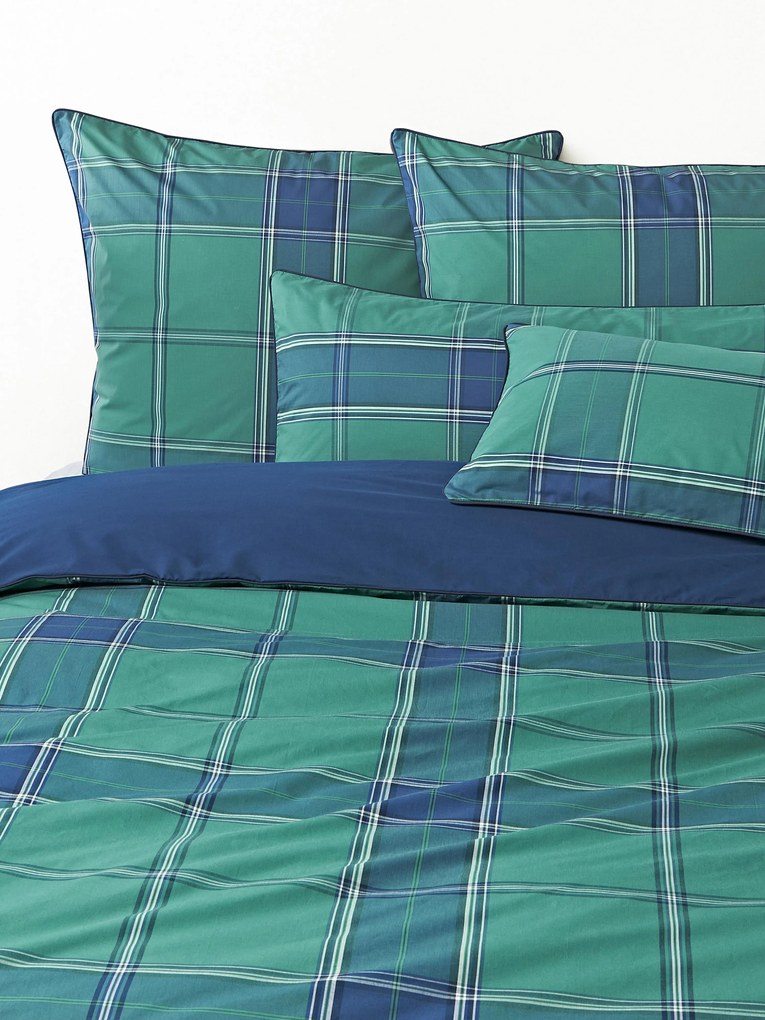 Geruit perkalkatoenen dekbedovertrek Scarlet