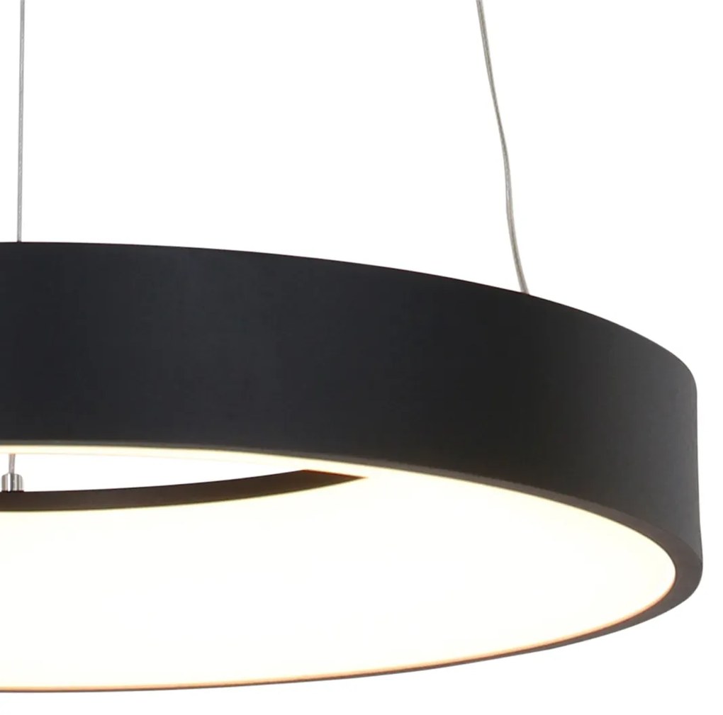 Design hanglamp zwart incl. LED dimbaar - Ringlede Design rond Binnenverlichting Lamp