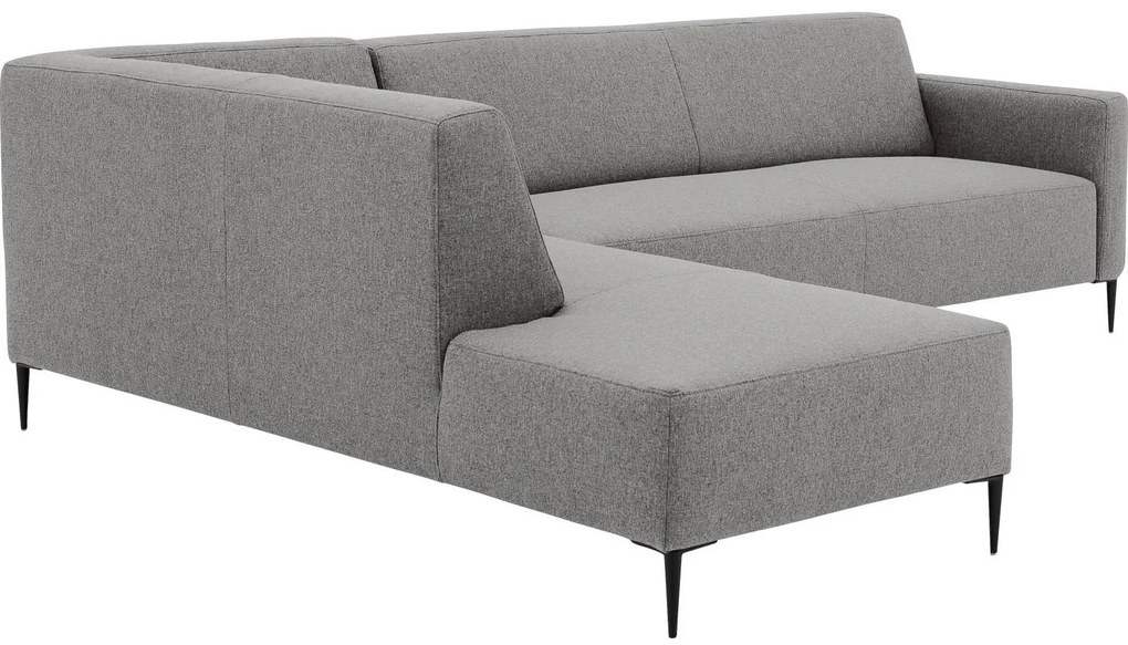 Goossens Key West lichtgrijs, stof, 3-zits, modern design met ligelement links