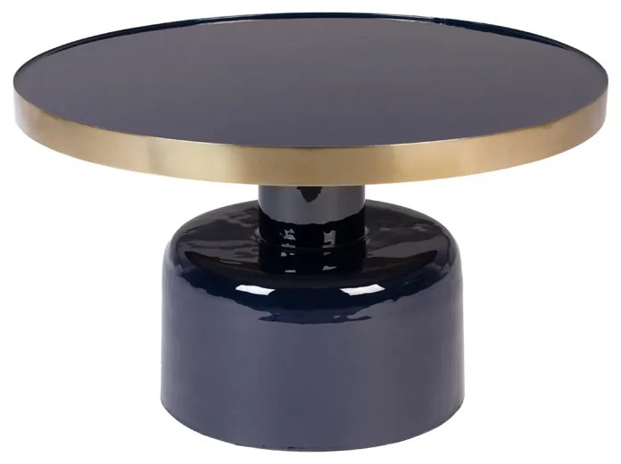 Zuiver Glam Emaille Salontafel Blauw Met Goud - 60 X 60cm.