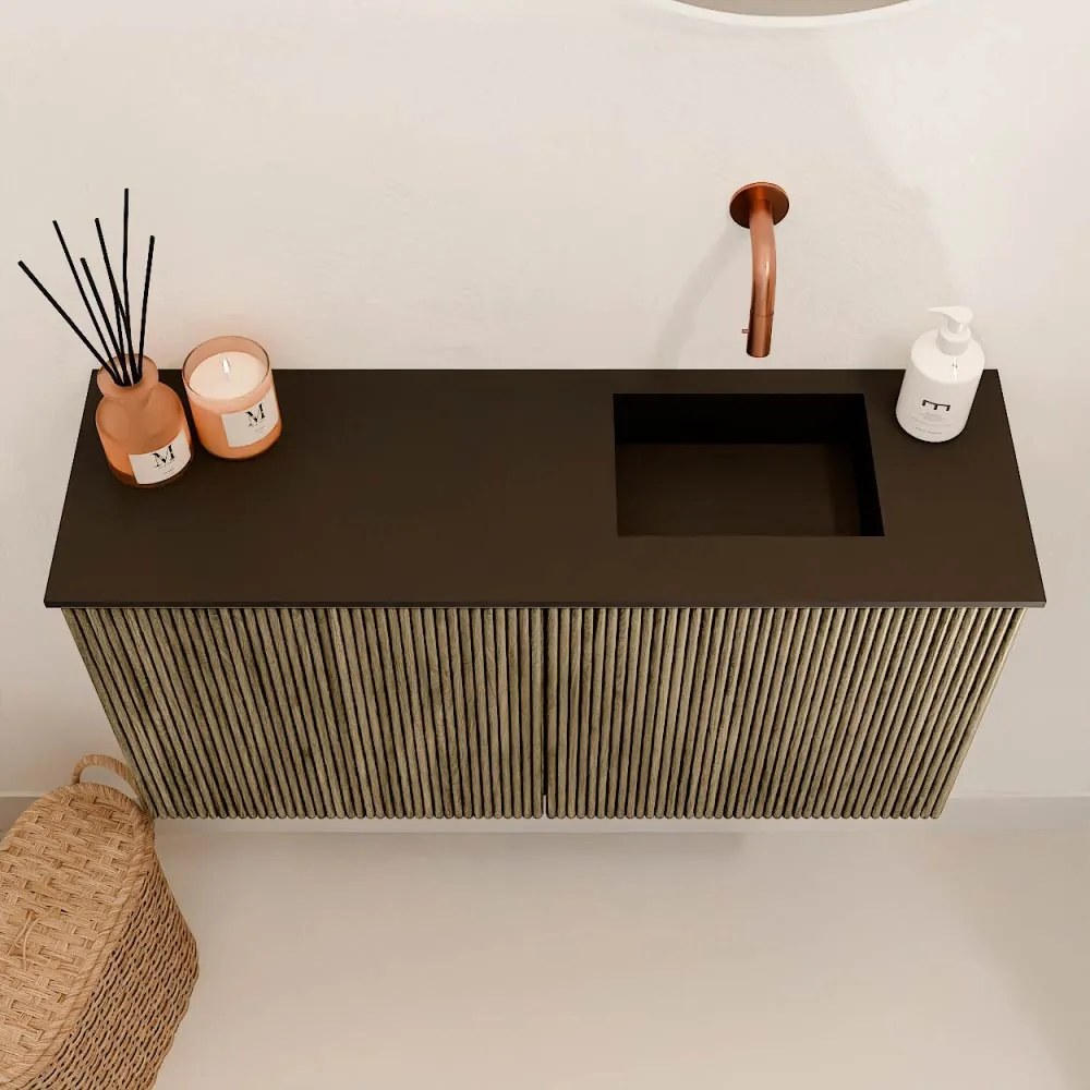 Mondiaz Joya 80cm toiletmeubel dusk met wastafel faye rechts zonder kraangat urban