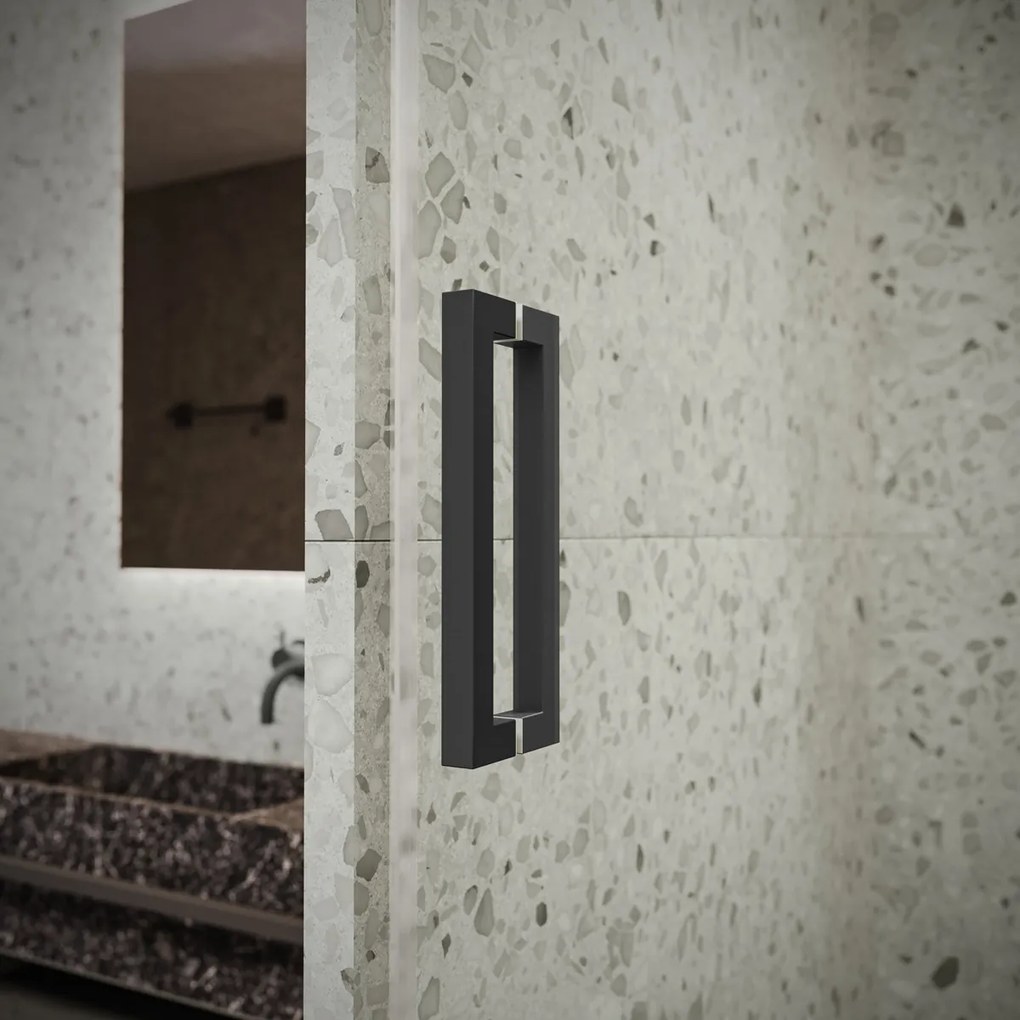 Saniclear Modern scharnieren + handvat voor douchedeur zwart mat