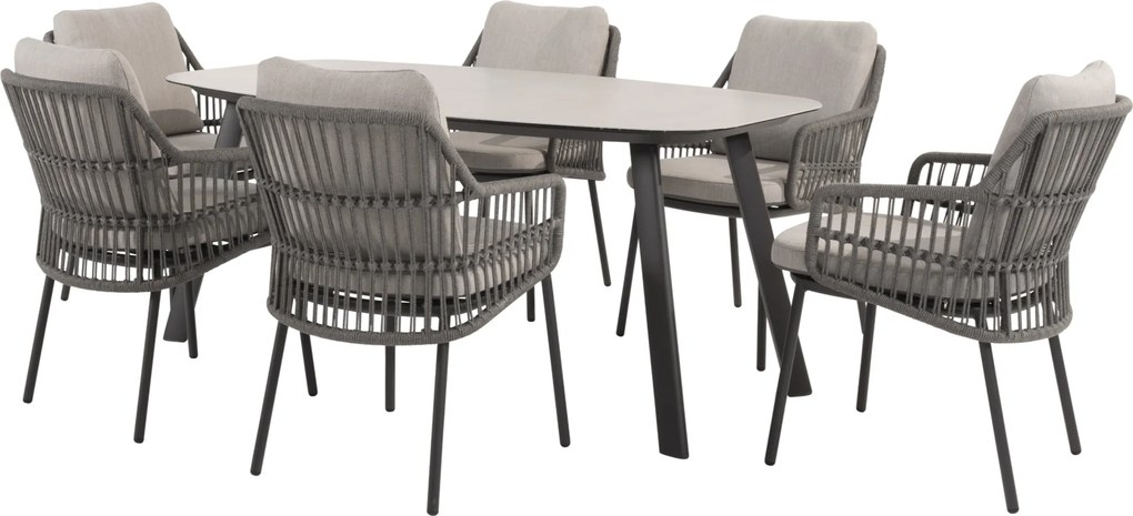 Manolo Alicante dining tuinset 180x95xH75 cm 7 delig antraciet Taste 4SO