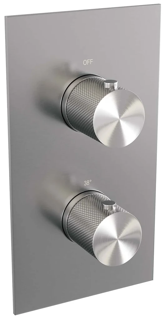 Brauer Brushed Carving complete inbouw regendouche set 25 met 20cm douchekop, rechte muurarm en staafhanddouche RVS geborsteld PVD