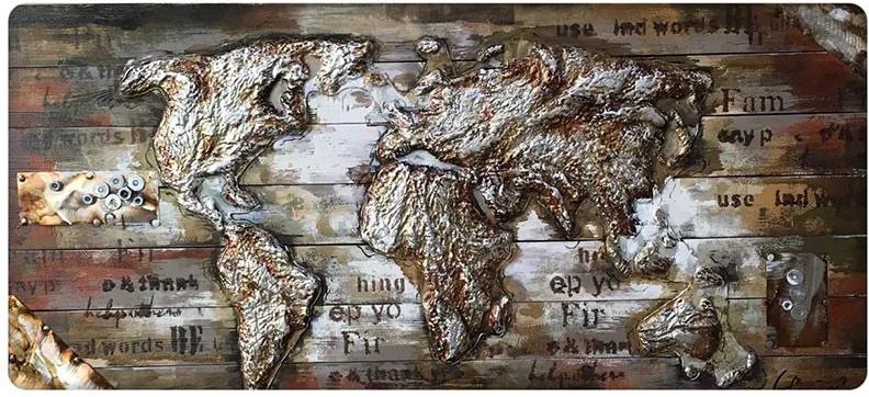 3D houten schilderij wereldkaart