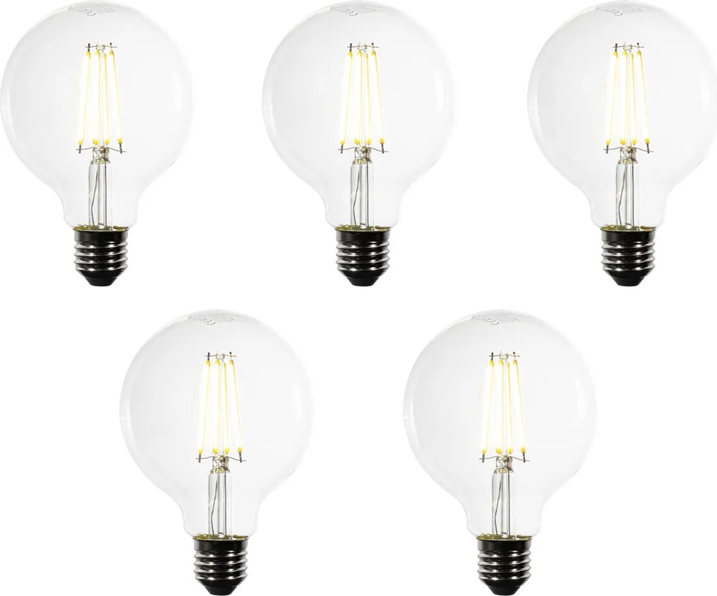 Set van 5 E27 LED lampen G95 helder 3.8W 806 lm 3000K