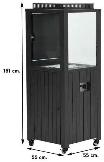 Cozy living sfeerhaard Sevilla 55x55 cm. – Carbon black - verrijdbaar