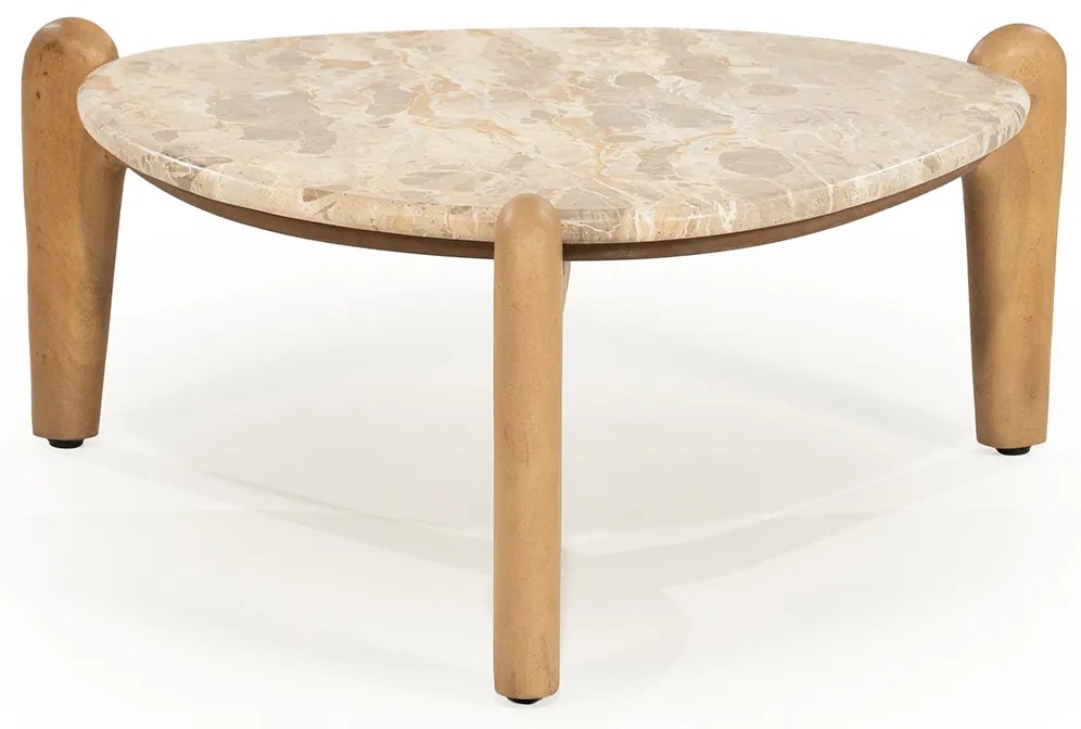 Salontafel Hout En Marmer S - 70 X 70cm.