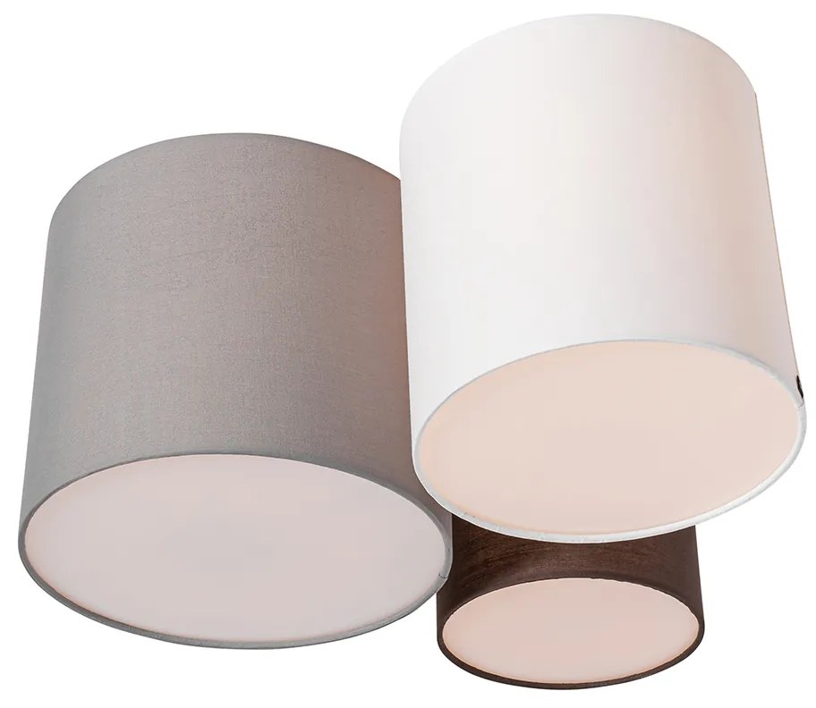 Plafondlamp wit grijs en bruin 3-lichts - Multidrum