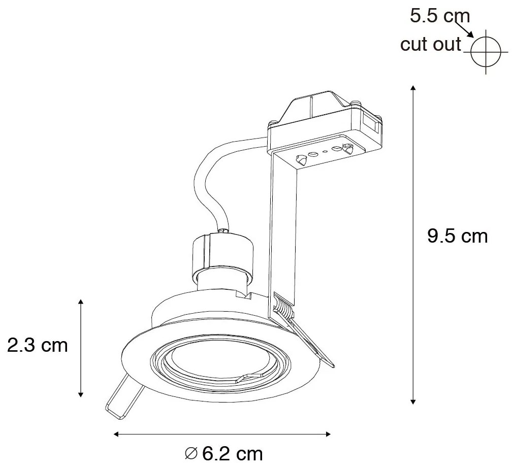 Set van 6 inbouwspots wit GU10 35mm - Edu Modern GU10 rond Binnenverlichting Lamp