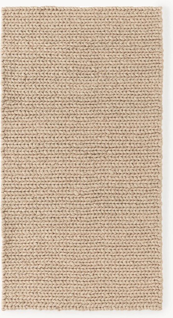 Handgemaakt wollen vloerkleed Bruna met gevlochten structuur