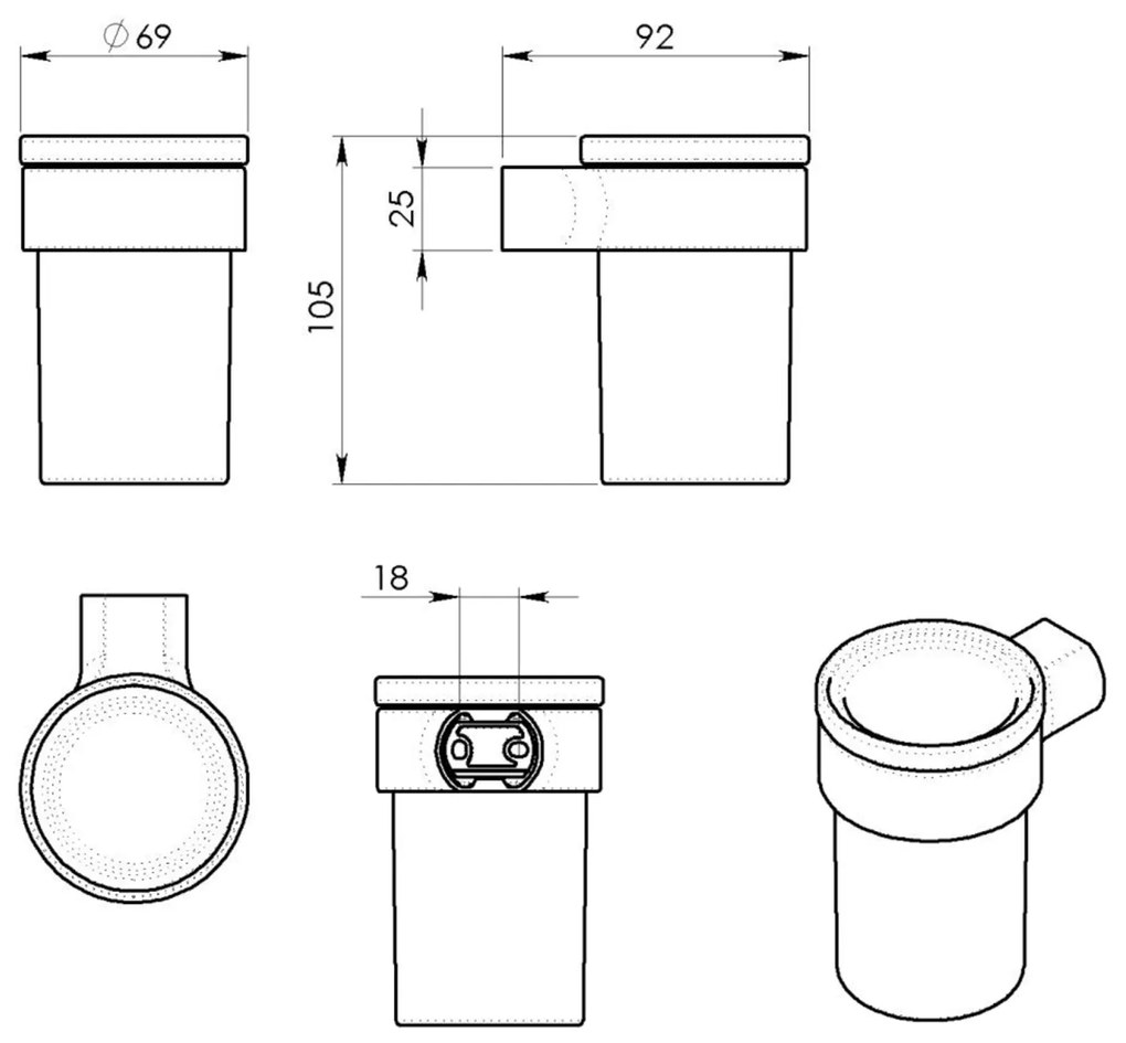 Gedy Pirenei hangende bekerhouder met glas chroom