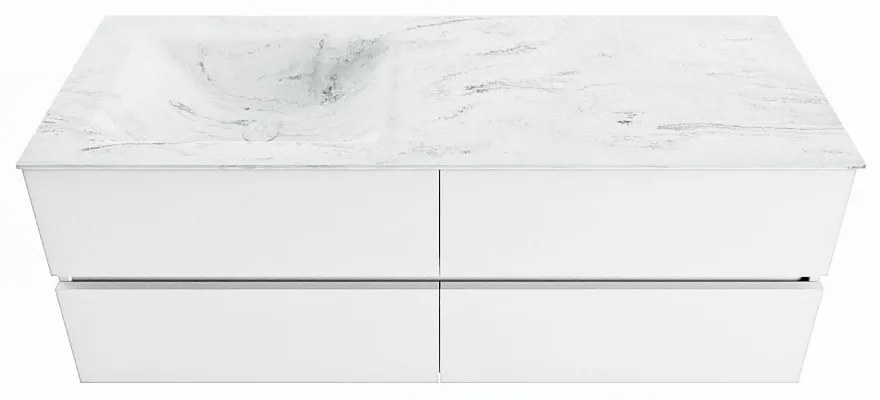 Mondiaz Vica DLux badmeubel 130cm talc 4 lades met wastafel opalo links 1 kraangat