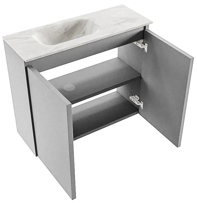 Mondiaz Ture DLux toiletmeubel 60cm plata met wastafel ostra links met kraangat