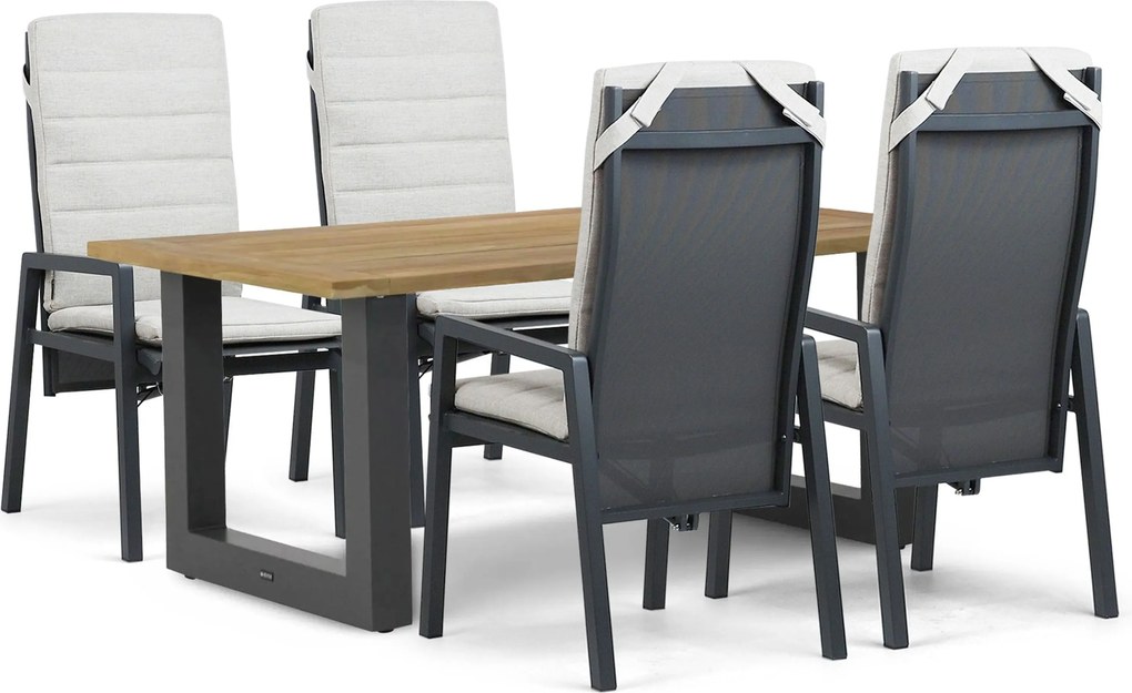 Tuinset 4 personen 180 cm Aluminium Grijs Lifestyle Garden Furniture Vivaro/Cardiff