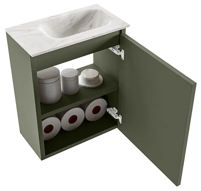 Mondiaz Ture DLux toiletmeubel 40cm army met wastafel ostra rechts zonder kraangat