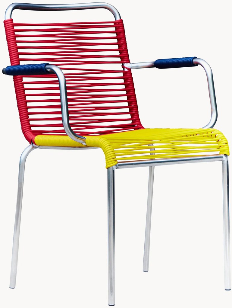 Handgemaakte tuin armstoelen Mya Spaghetti, 4-delig, stapelbaar