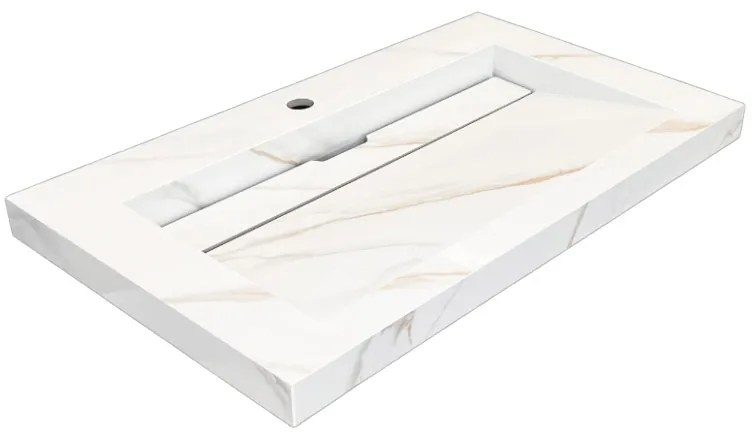 Lambini Designs Quri keramische wastafel 80cm marmer met kraangat