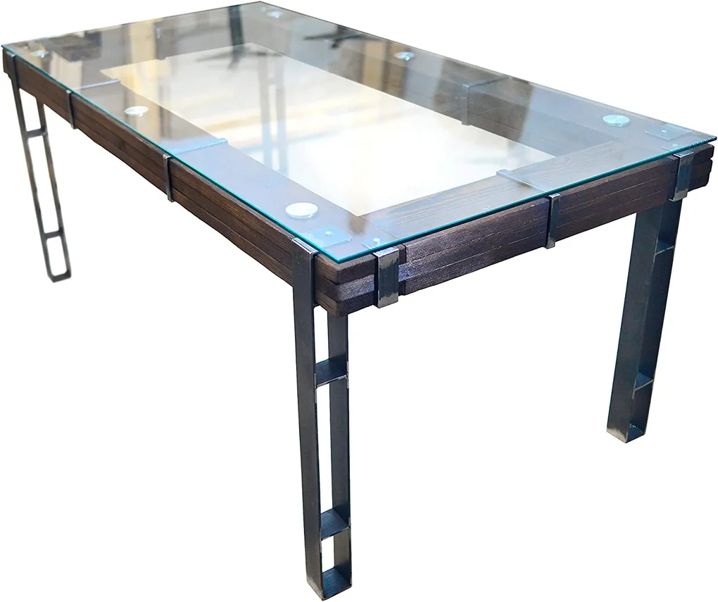 CHYRKA® Eettafel LL woonkamertafel LEMBERG Loft Vintage Bar Industrieel Design Handgemaakt hout metaal glas
