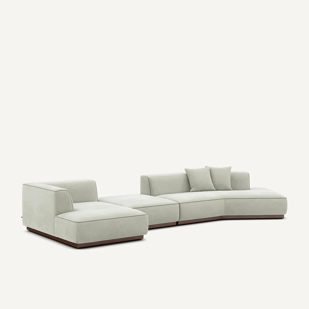 XL linkerhoek met voetsteun in stonewashed fluweel, JACOPO