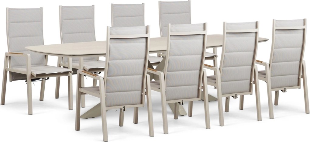 Tuinset 8 personen 300 cm Aluminium Taupe Lifestyle Garden Furniture Essence/Voyage