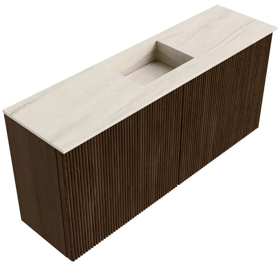 Mondiaz Joya DLux 90cm toiletmeubel walnut met wastafel faye midden zonder kraangat meli