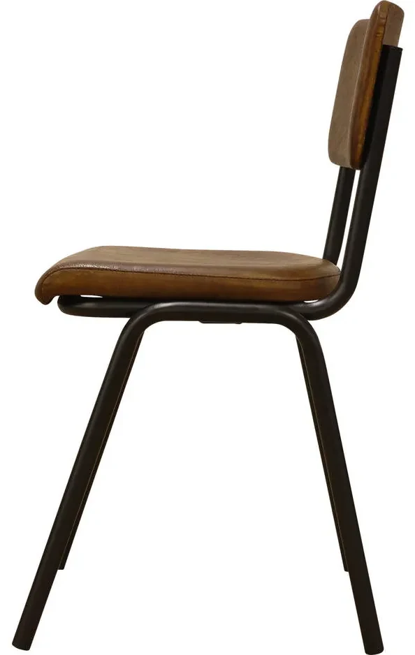 Goossens Eetkamerstoel Chaplin cognac leer leuning, urban industrieel