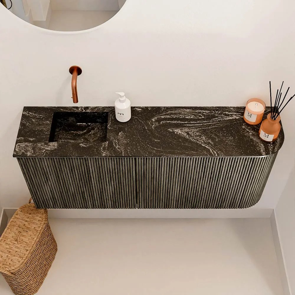 Mondiaz Joya DLux 100cm toiletmeubel ronding rechts shadow met wastafel faye links zonder kraangat lava
