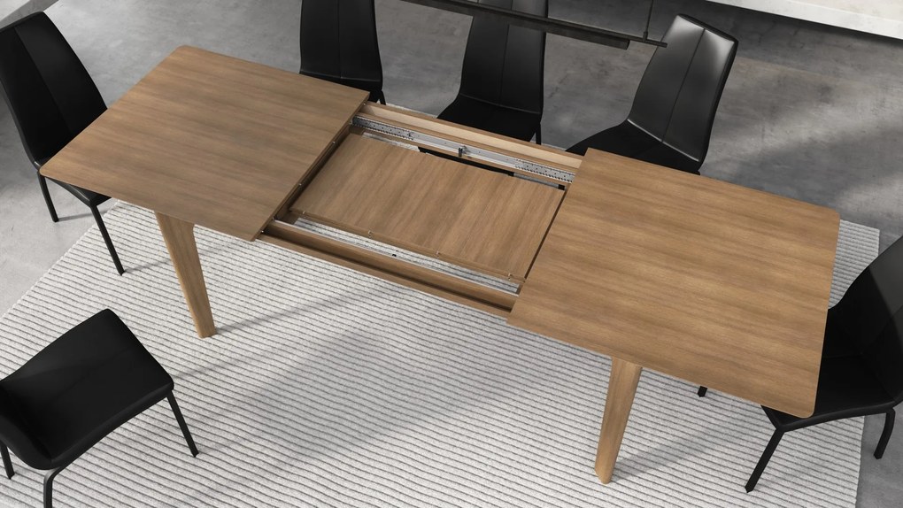 BARI Walnoot Eik (Caramel) 180x90 cm (+2 inzetstukken 45 cm) - HOUTEN TAFEL IN JAPANDI STIJL, UITKLAPBARE TAFEL TOT 270 cm!