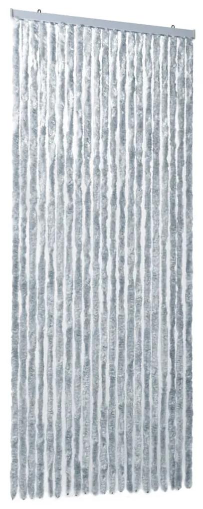 vidaXL Vliegengordijn 90x220 cm chenille wit en grijs