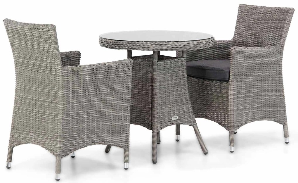Tuinset Ronde Tuintafel 2 personen 70 cm Wicker Grijs Garden Collections Dublin/Bolton