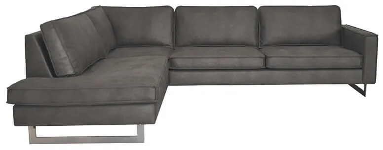 Hoekbank / Loungebank Riverdance | Links | Leer Grijs 02 | 2,17 x 2,90 mtr