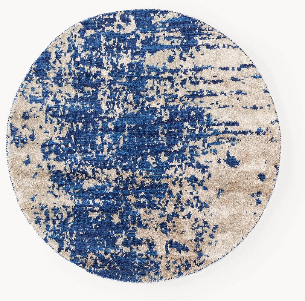 Rond wollen vloerkleed Cynthia met abstract patroon, handgeweven