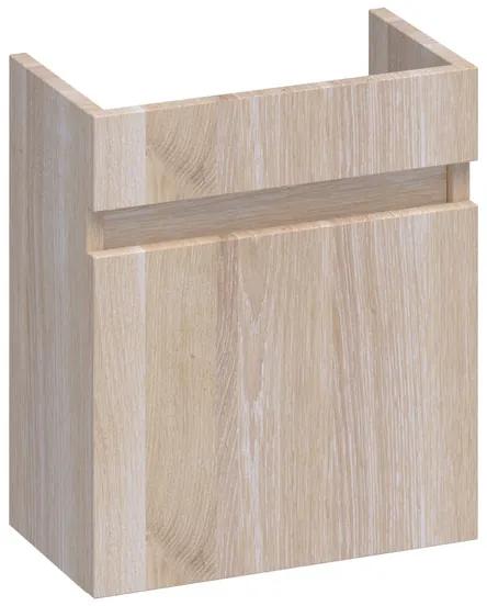 Saniclass Solution fonteinonderkast 40x45x22cm met 1 rechtsdraaiende deur doorlopende lamellen geborsteld hout White oak FO-SLRWO
