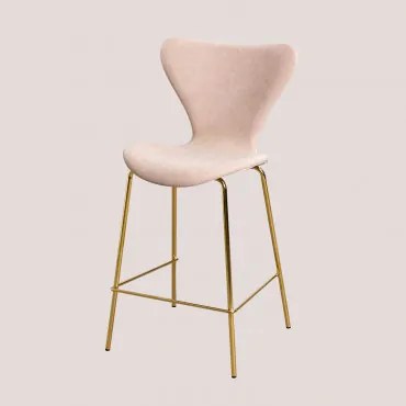 Taburete Alto en Tela Uit Style Licht Nude Bruin & ↑66 cm & Goud - Sklum