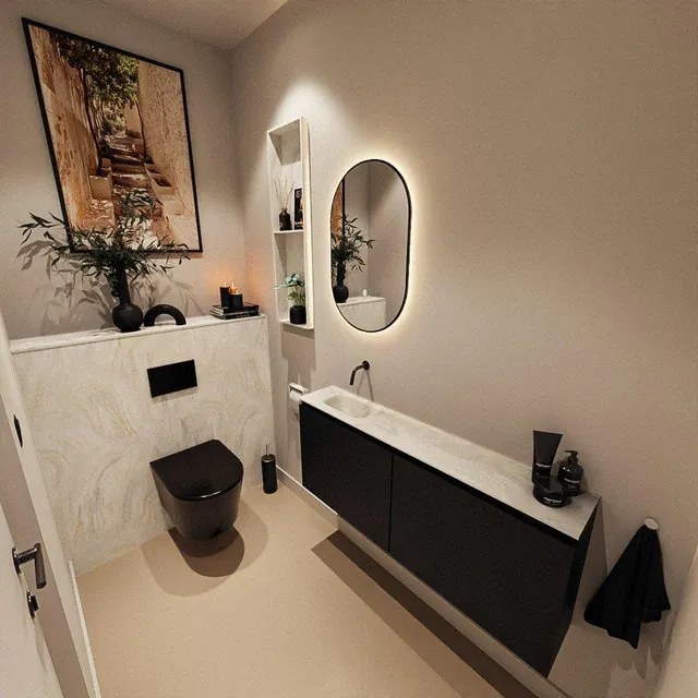 MONDIAZ TURE-DLUX 120cm toiletmeubel Urban. EDEN wastafel Ostra positie links. Zonder kraangat. TUREDX120URBL0OST