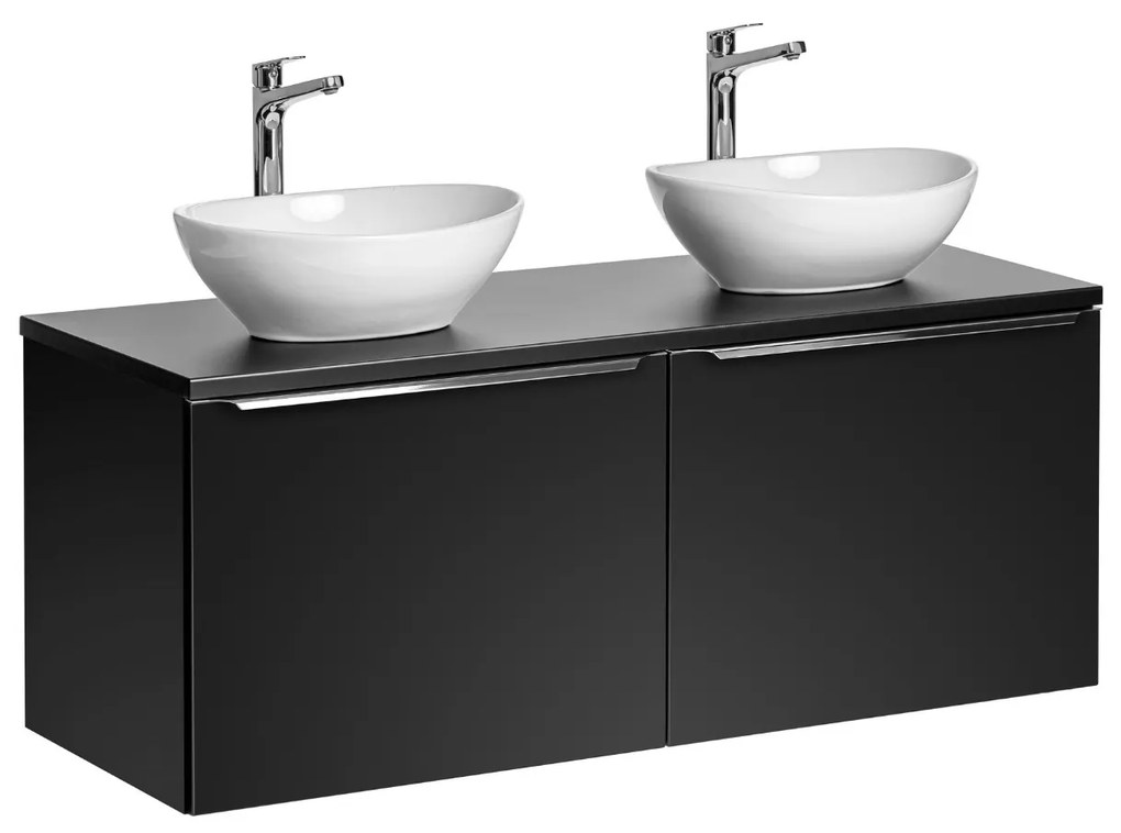 Comad Santa Fe Black badkamermeubel 120cm zwart mat met 2 glans witte waskommen