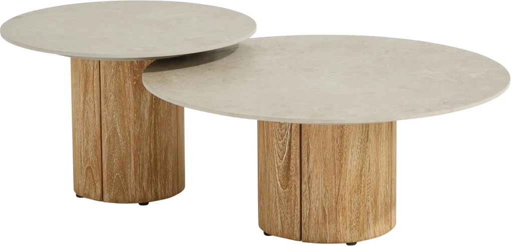 Enna lounge tuintafel set van 2 keramiek rustic teak Taste 4SO