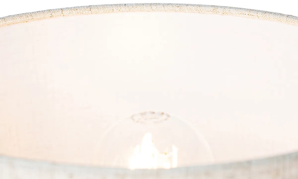 Landelijke tafellamp hout met linnen kap beige 25 cm - Mels