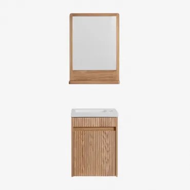 Narek Houten Badkamermeubelset Met Geïntegreerde Wastafel Ash Brown & Rechthoekig Hout 50x70 Cm Mazure & Zonder Kraan & ↔︎ 40 Cm - Sklum