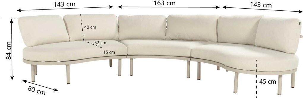 Hoek loungeset 4 personen Aluminium Taupe Hartman Palma