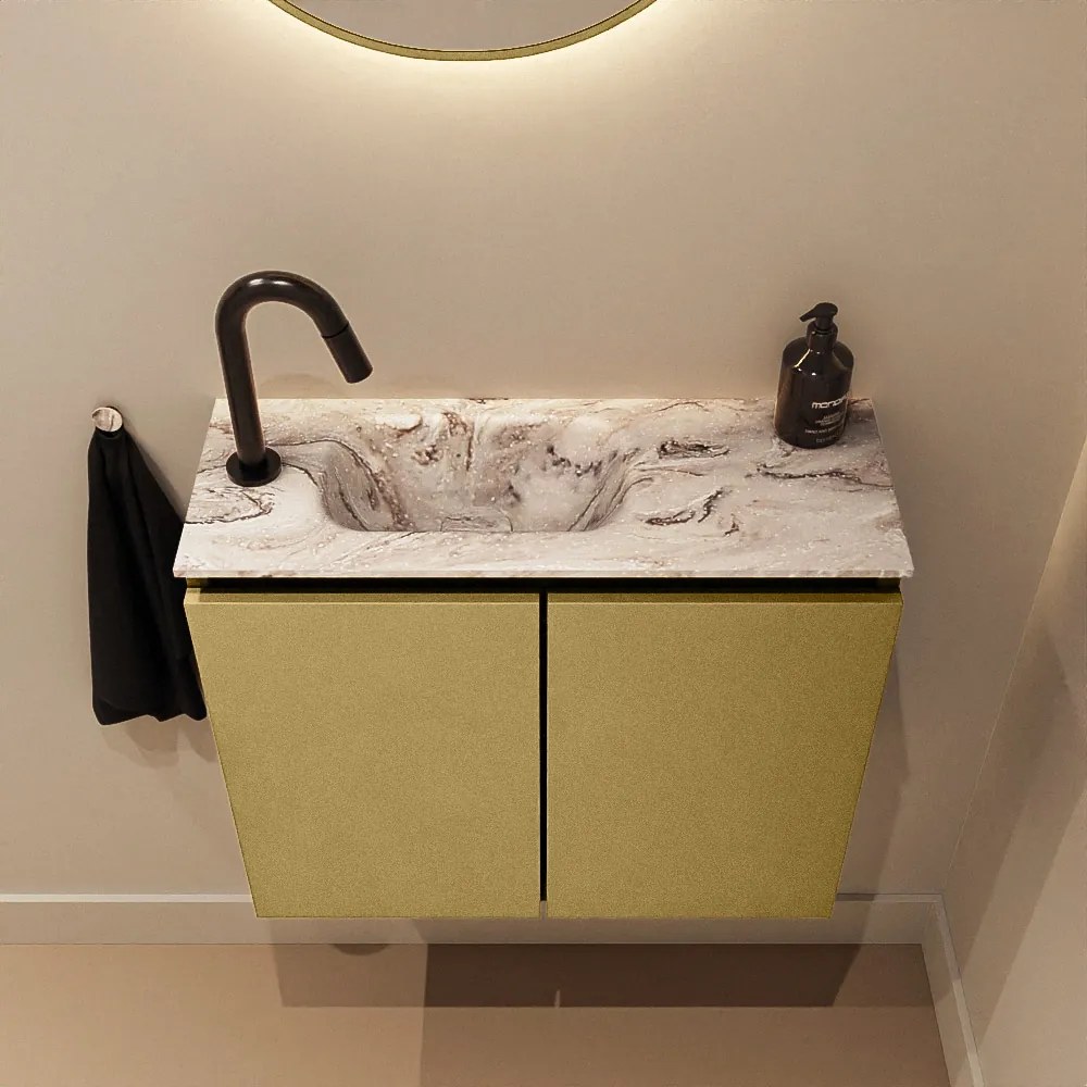 Mondiaz Ture DLux toiletmeubel 60cm oro met wastafel glace links met kraangat