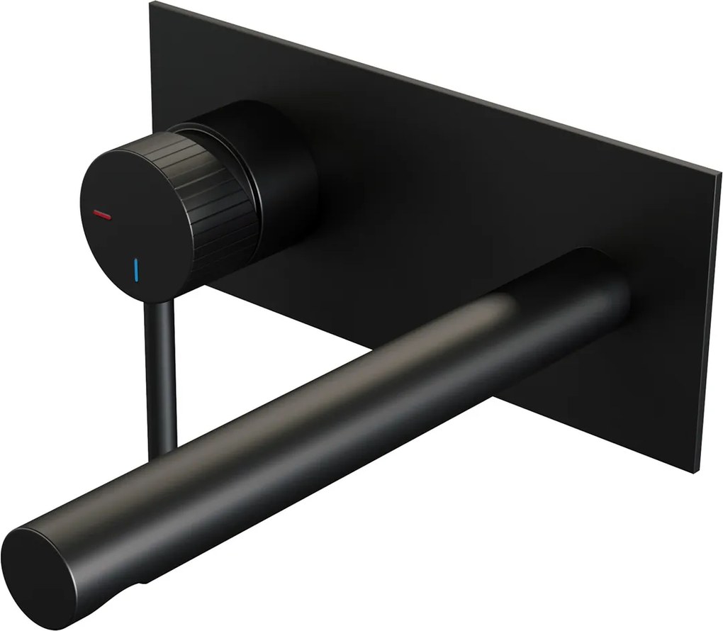 Brauer Stripe inbouw wastafelkraan ColdStart met rechte uitloop en afdekplaat model A2 zwart mat