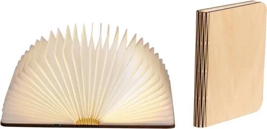 Â® Book Lamp Maple Brown M - 16,5 x 12,5 cm - Oplaadbaar - Inclusief USB kabel - Waterdicht 100% Rycyclebaar Papier - Boek Lamp