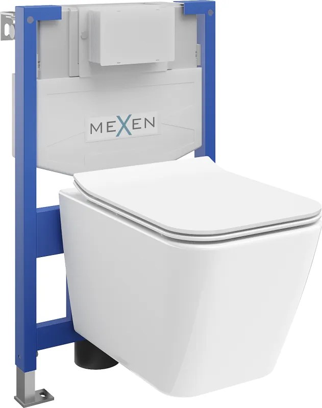 Mexen Cube inbouwtoiletset met Fenix XS-F frame, WC-pot en softclose zitting, glanzend wit - 68030924000