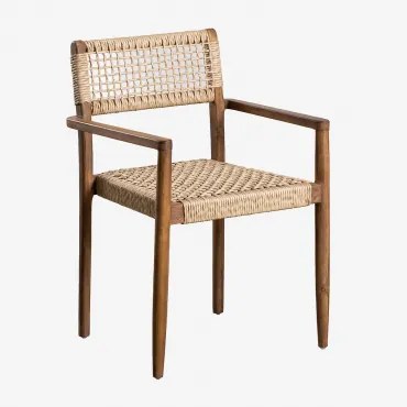 Tuinstoel Met Armleuningen Van Teakhout En Gevlochten Touw Orebro Teakhout - Sklum