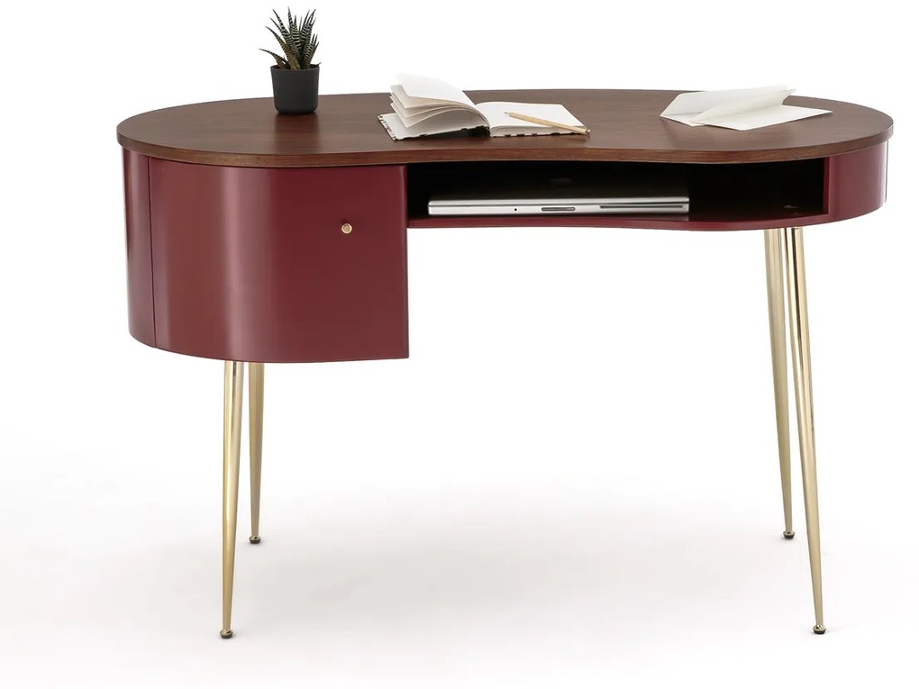 Bureau vintage met laagje notelaar, Topim