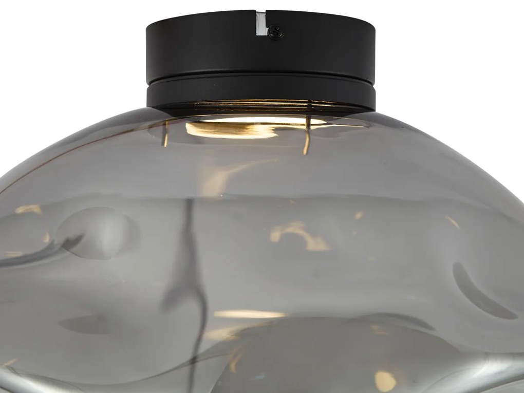 Design plafondlamp zwart met smoke glas - Gemma
